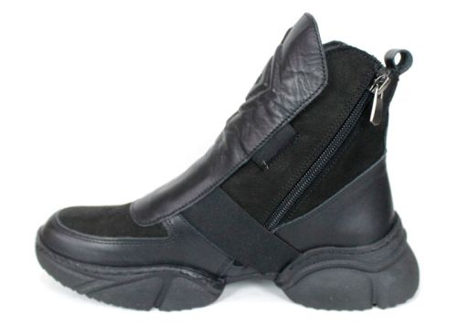 Дамски боти Stella Move от естествена кожа и велур, черни