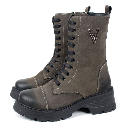 дамски кубинки terra vento тъмно сив естествен набук