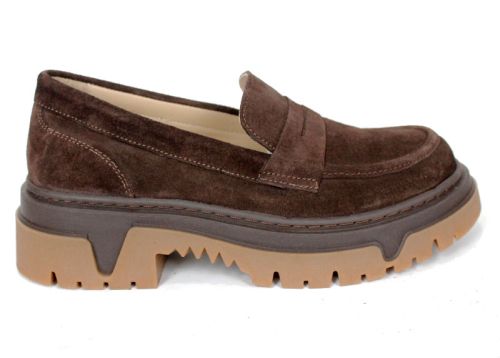 дамски обувки aurora line тъмно кафяв велур