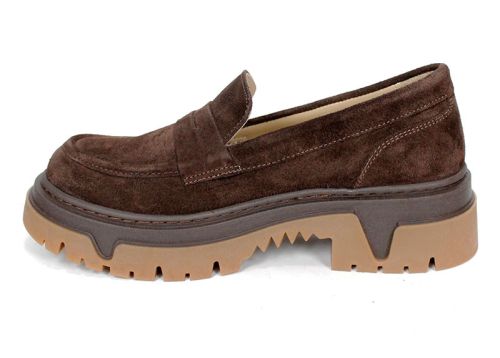 дамски обувки aurora line тъмно кафяв велур