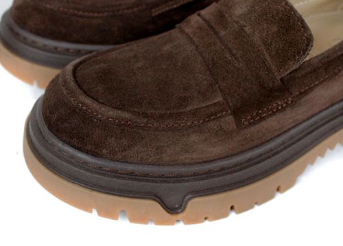 дамски обувки aurora line тъмно кафяв велур