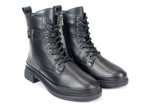 дамски кубинки Noir Forte естествена кожа черни