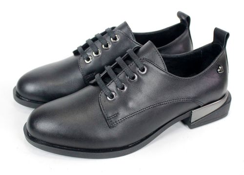 дамски обувки Silenza Noir от естествена кожа, черни, Quiet Luxury стил