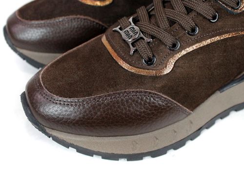 дамски сникърси Magia Notturna естествена кожа и велур тъмно кафяво