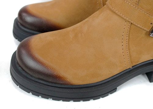 дамски боти естествен набук цвят тютюн зимни удобни