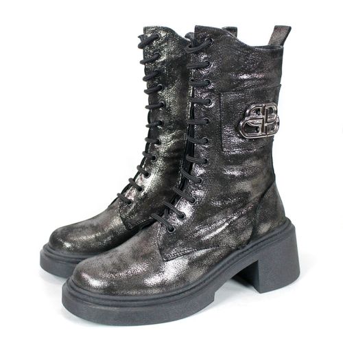 дамски боти Nero Audace естествена кожа старо сребро