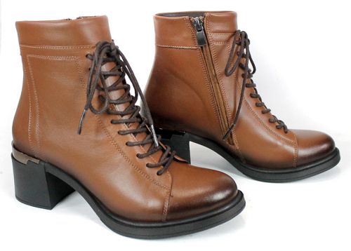 дамски боти Nera Forte естествена кожа светло кафяво