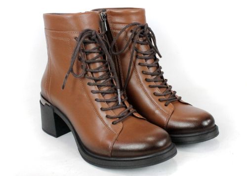 дамски боти Nera Forte естествена кожа светло кафяво