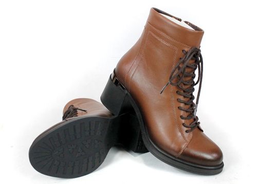 дамски боти Nera Forte естествена кожа светло кафяво