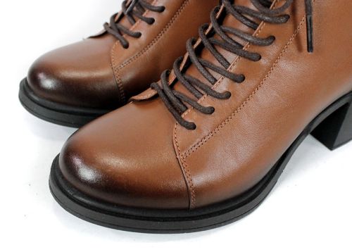 дамски боти Nera Forte естествена кожа светло кафяво