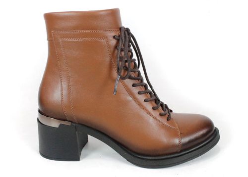 дамски боти Nera Forte естествена кожа светло кафяво