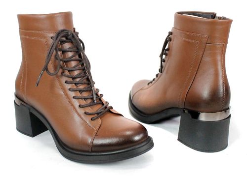 дамски боти Nera Forte естествена кожа светло кафяво