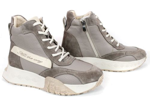 Дамски високи сникърси Terra Pulse визон – естествена кожа и велур, топъл хастар