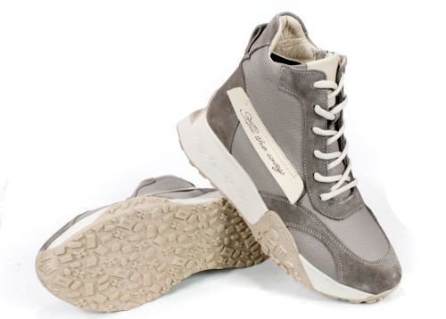 Дамски високи сникърси Terra Pulse визон – естествена кожа и велур, топъл хастар