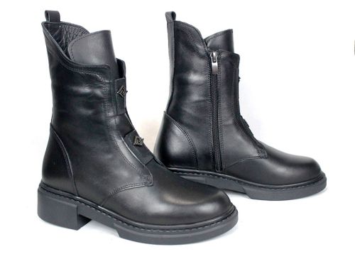 дамски боти Nero Passo естествена кожа черни удобни