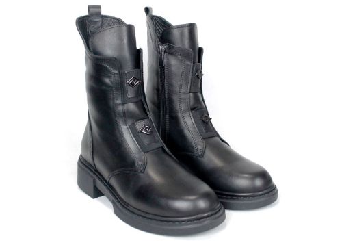 дамски боти Nero Passo естествена кожа черни удобни