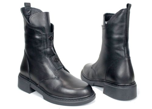 дамски боти Nero Passo естествена кожа черни удобни