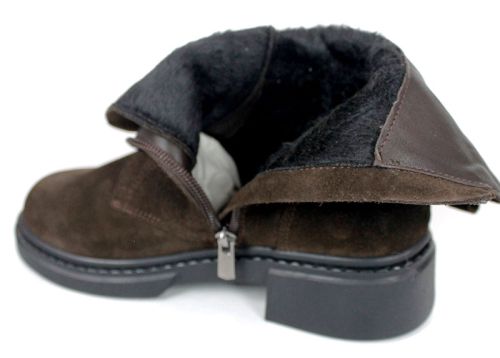 дамски боти Nero Passo тъмно кафяв велур естествена кожа