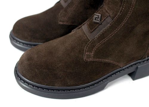 дамски боти Nero Passo тъмно кафяв велур естествена кожа