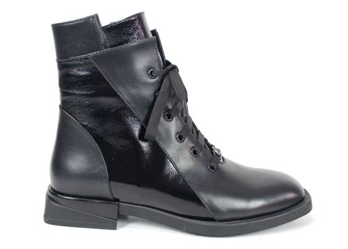 дамски боти Luna Elegante черни естествена кожа и лак
