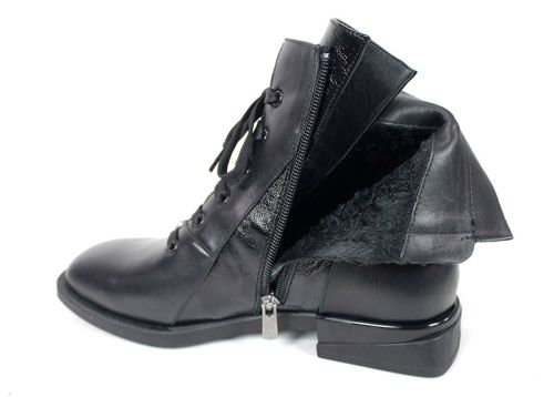 дамски боти Luna Elegante черни естествена кожа и лак