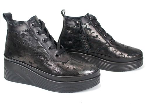 Дамски боти Perle Noire от естествена кожа в тъмна перла