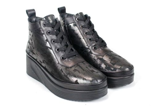 Дамски боти Perle Noire от естествена кожа в тъмна перла