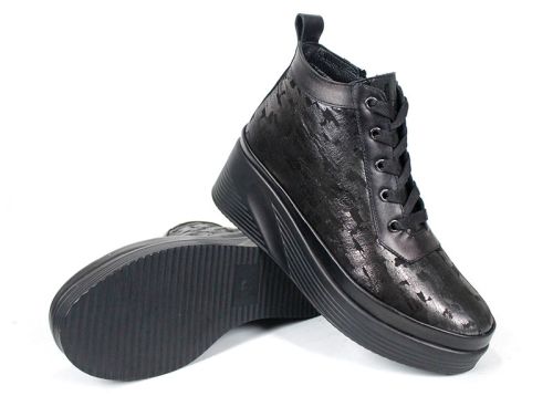 Дамски боти Perle Noire от естествена кожа в тъмна перла