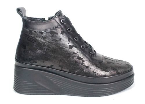 Дамски боти Perle Noire от естествена кожа в тъмна перла