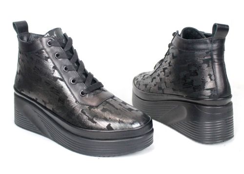 Дамски боти Perle Noire от естествена кожа в тъмна перла