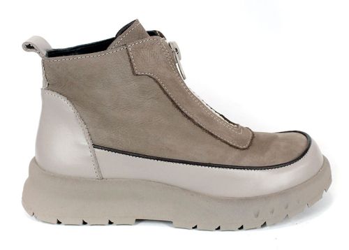 Дамски кларкове Sabbia Soft от естествен велур в цвят визон със зимно ходило