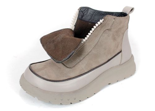 Дамски кларкове Sabbia Soft от естествен велур в цвят визон със зимно ходило