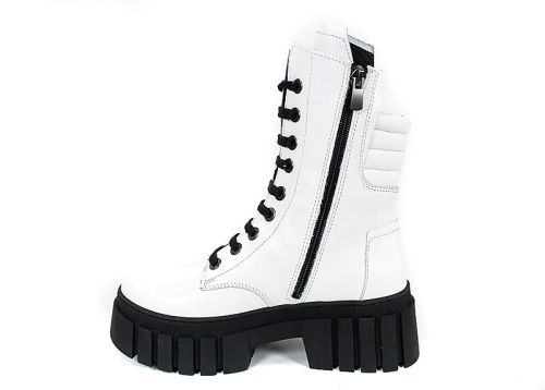 Дамски кубинки от бяла естествена кожа – модел Nova Rebel