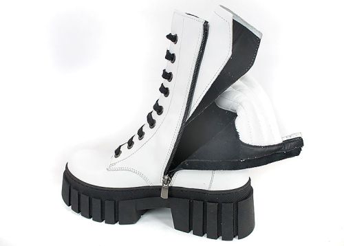 Дамски кубинки от бяла естествена кожа – модел Nova Rebel