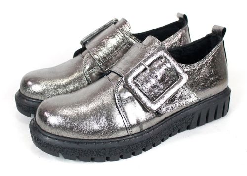 Дамски обувки Astra Coro – естествена кожа, цвят платина, меко ходило