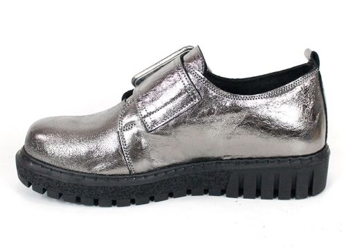 Дамски обувки Astra Coro – естествена кожа, цвят платина, меко ходило