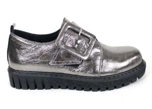 Дамски обувки Astra Coro – естествена кожа, цвят платина, меко ходило