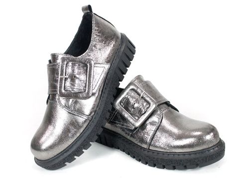 Дамски обувки Astra Coro – естествена кожа, цвят платина, меко ходило