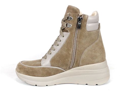 Дамски високи сникърси Lumina Alto – естествен велур и кожа