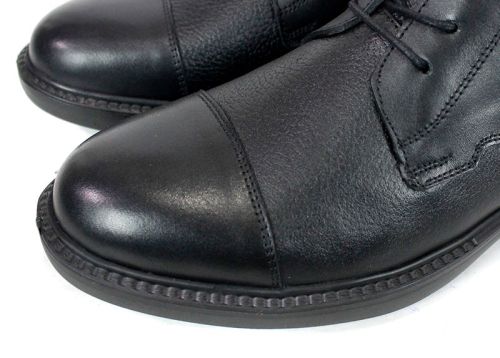 Мъжки боти Notte Urbano – естествена кожа напа и флотер, термо ходило, връзки и цип, черни