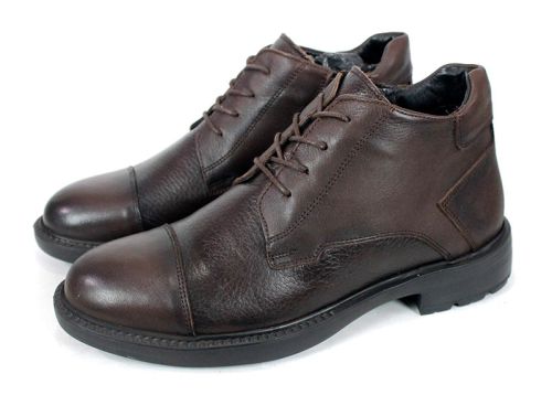 Мъжки боти Notte Urbano – кафява естествена кожа напа и флотер, топъл хастар и цип