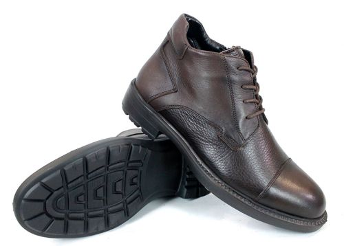 Мъжки боти Notte Urbano – кафява естествена кожа напа и флотер, топъл хастар и цип