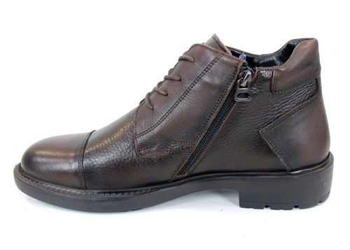 Мъжки боти Notte Urbano – кафява естествена кожа напа и флотер, топъл хастар и цип