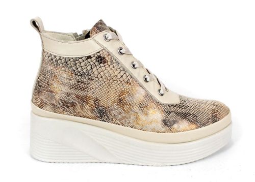 Дамски кларкове от естествена кожа със змийски принт – топъл хастар и удобна платформа - модел Perle Noire                                             Perle Noire