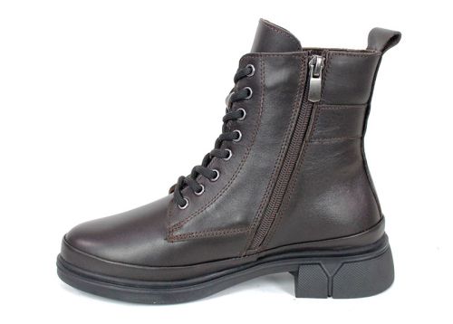 Noir Forte – дамски кубинки от естествена кожа в тъмно кафяво