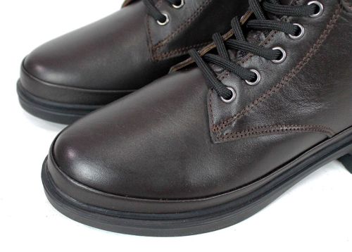 Noir Forte – дамски кубинки от естествена кожа в тъмно кафяво