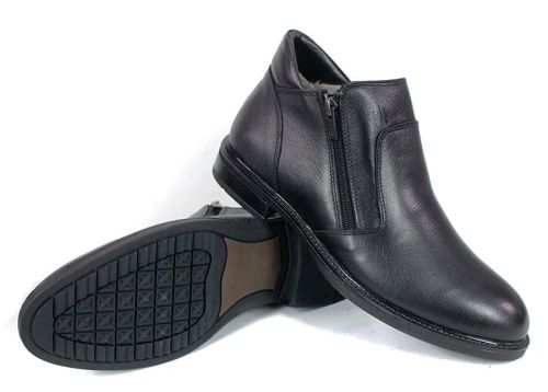 Мъжки официални боти Linea Doppio – естествена кожа, два ципа, топъл хастар
