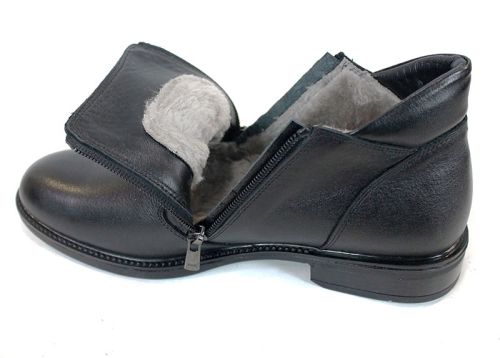 Мъжки официални боти Linea Doppio – естествена кожа, два ципа, топъл хастар