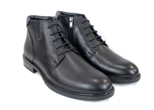 Мъжки официални боти Nero Cadence – естествена кожа, връзки и цип, топла подплата
