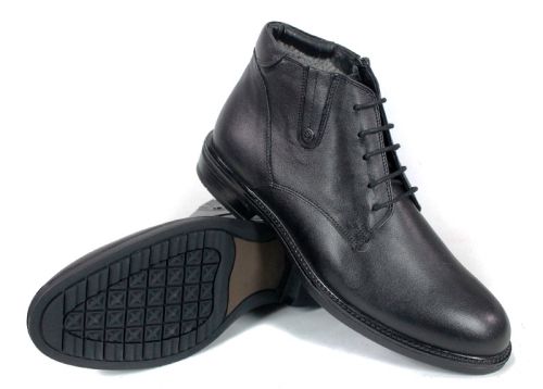 Мъжки официални боти Nero Cadence – естествена кожа, връзки и цип, топла подплата